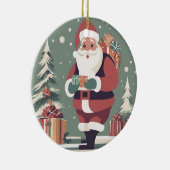 Kerstman midden eeuw moderne kerst keramisch ornament (Rechts)