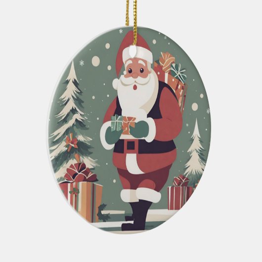 Kerstman midden eeuw moderne kerst keramisch ornament (Rechts)