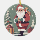 Kerstman midden eeuw moderne kerst keramisch ornament (Voorkant)