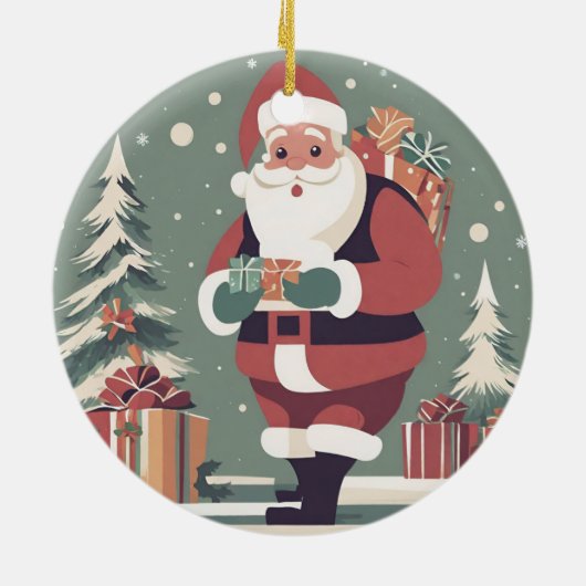 Kerstman midden eeuw moderne kerst keramisch ornament (Achterkant)