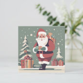 Kerstman midden eeuw moderne kerstkaart (Staand voorkant)