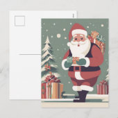 Kerstman midden eeuw moderne kerstkaart feestdagenkaart (Voorkant / Achterkant)