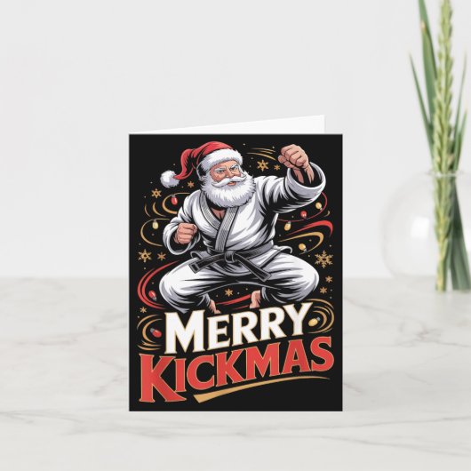 Kerstman MMA Karate Prettig Kerstfeest Afzichtelij Kaart (Voorkant)