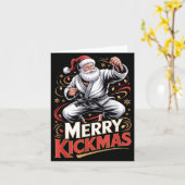 Kerstman MMA Karate Prettig Kerstfeest Afzichtelij Kaart (Gele Bloem)
