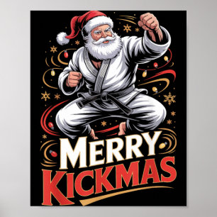 Kerstman MMA Karate Prettig Kerstfeest Afzichtelij Poster
