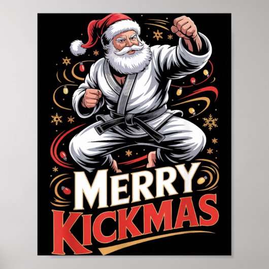 Kerstman MMA Karate Prettig Kerstfeest Afzichtelij Poster (Voorkant)