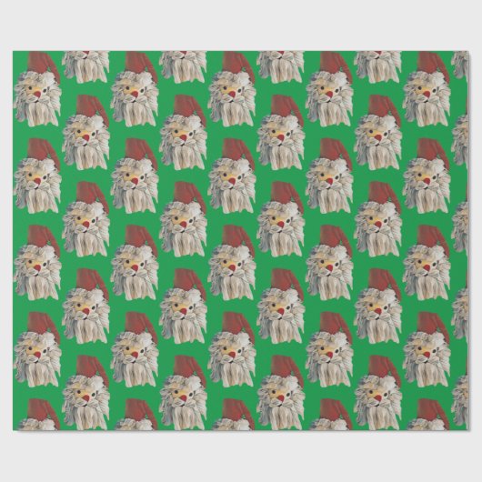 Kerstman Modern Groen Cadeaupapier (Vlak)