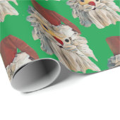 Kerstman Modern Groen Cadeaupapier (Rol Hoek)