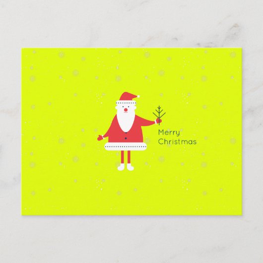 Kerstman Modern Plat Aangepaste Kleur BEWERKBAAR Feestdagenkaart (Voorkant)