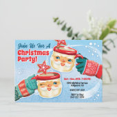 Kerstman Mok kerstfeest uitnodiging (Staand voorkant)
