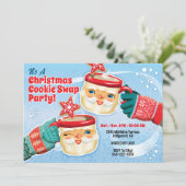 Kerstman Mokken Kerstkoekjes Swap Uitnodiging (Staand voorkant)