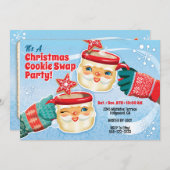 Kerstman Mokken Kerstkoekjes Swap Uitnodiging (Voorkant / Achterkant)