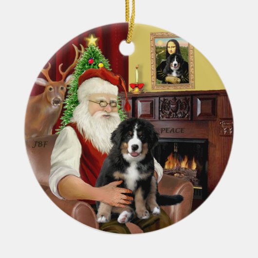 Kerstman + Mona Lisa - Berner MD - 2 verschillende Keramisch Ornament (Voorkant)