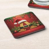 Kerstman Monogram A Voor Kerstcadeaus Bier Onderzetter (Linkerzijde)