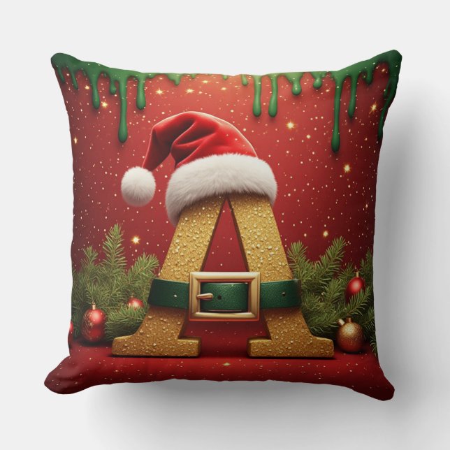 Kerstman Monogram A Voor Kerstcadeaus Kussen (Voorkant)