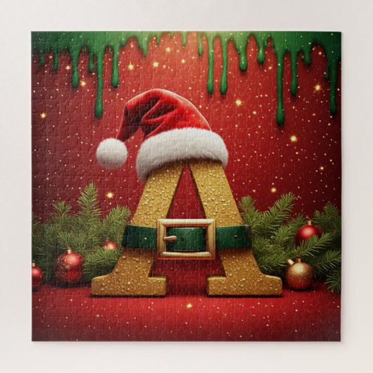Kerstman Monogram A Voor Kerstcadeaus Legpuzzel (Verticaal)