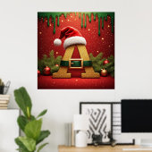 Kerstman Monogram A Voor Kerstcadeaus Poster (Thuiskantoor)