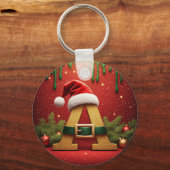 Kerstman Monogram A Voor Kerstcadeaus Sleutelhanger (Voorkant)