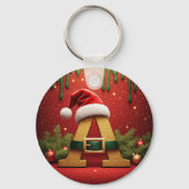 Kerstman Monogram A Voor Kerstcadeaus Sleutelhanger (Achterkant)