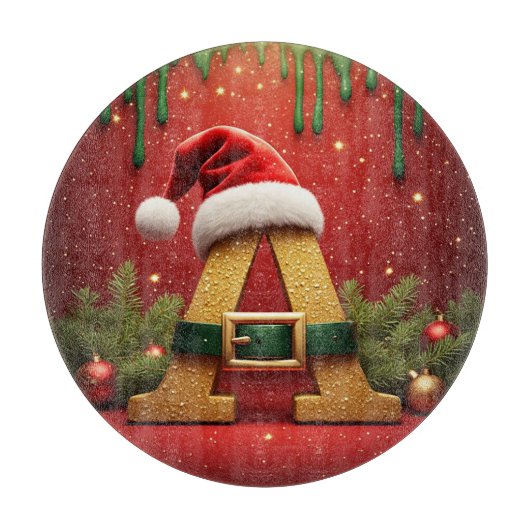 Kerstman Monogram A Voor Kerstcadeaus Snijplank (Voorkant)