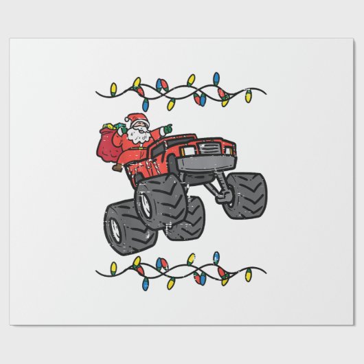Kerstman Monster Truck Boys Kinder Peuter Yo Cadeaupapier (Vlak)