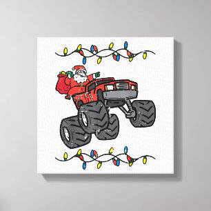 Kerstman Monster Truck Boys Kinder Peuter Yo Canvas Afdruk
