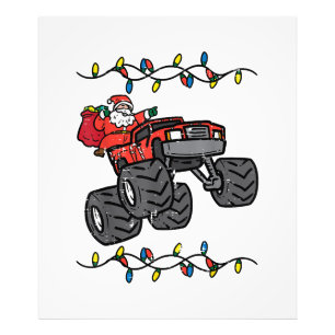 Kerstman Monster Truck Boys Kinder Peuter Yo Foto Afdruk