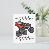Kerstman Monster Truck Boys Kinder Peuter Yo Informatiekaartje (Staand voorkant)