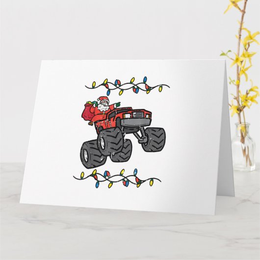 Kerstman Monster Truck Boys Kinder Peuter Yo Kaart (Gele Bloem)
