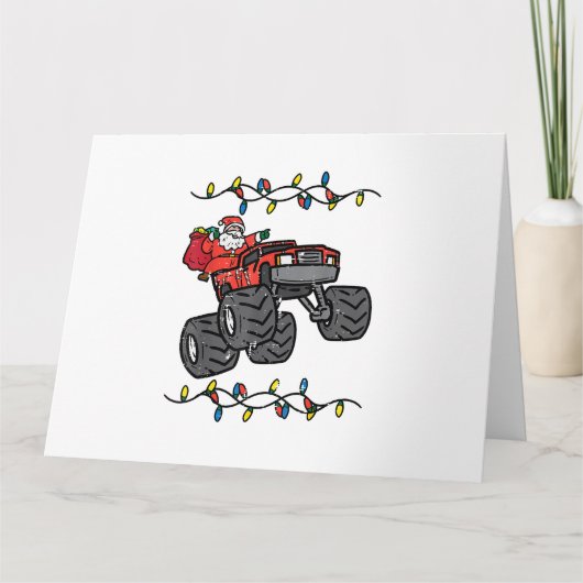Kerstman Monster Truck Boys Kinder Peuter Yo Kaart (Voorkant)