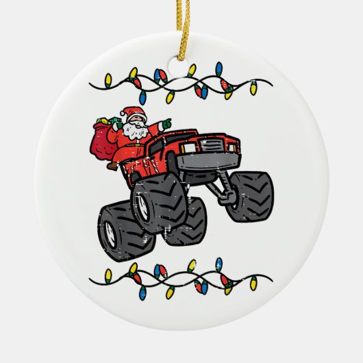 Kerstman Monster Truck Boys Kinder Peuter Yo Keramisch Ornament (Voorkant)