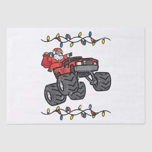 Kerstman Monster Truck Boys Kinder Peuter Yo Tissuepapier (Voorkant)