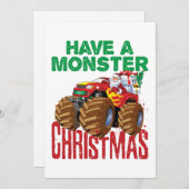 Kerstman Monster Truck Kerstmis Jongens Peuters Feestdagenkaart (Voorkant / Achterkant)