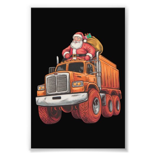 Kerstman Monster Truck Xmas Boys Kinder Foto Afdruk (Voorkant)