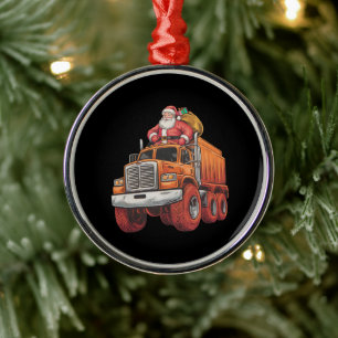 Kerstman Monster Truck Xmas Boys Kinder Metalen Ornament