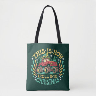 Kerstman Monstertruck Jongens Kerstmis Tote Bag