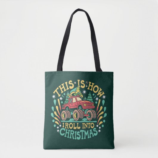 Kerstman Monstertruck Jongens Kerstmis Tote Bag (Voorkant)