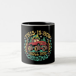 Kerstman Monstertruck Jongens Kerstmis Tweekleurige Koffiemok