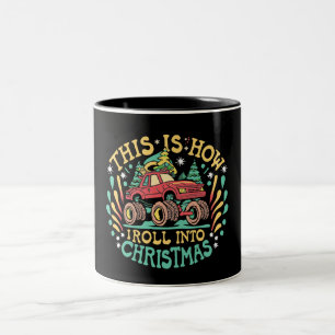 Kerstman Monstertruck Jongens Kerstmis Tweekleurige Koffiemok