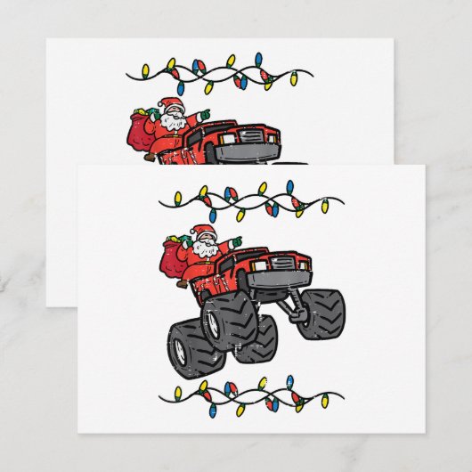 Kerstman Monstertruck Jongens Kinderen Peuter Jeug Feestdagenkaart (Voorkant / Achterkant)