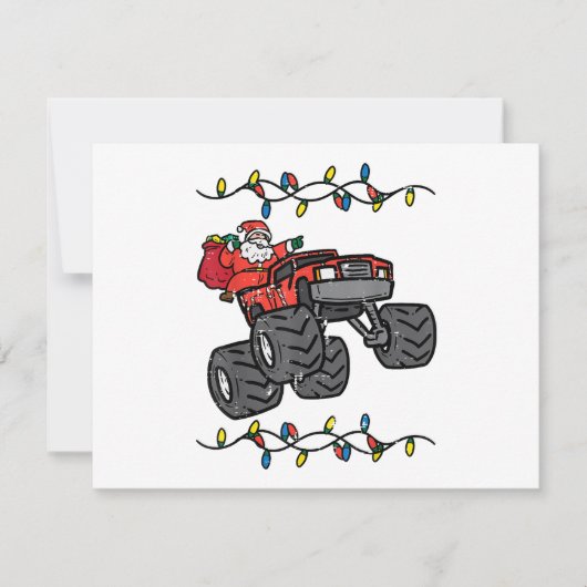 Kerstman Monstertruck Jongens Kinderen Peuter Jo Feestdagenkaart (Voorkant)