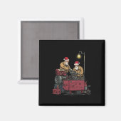 Kerstman monteur Kerst grappige werkplaats motorre Magneet (Voorkant / Achterkant)