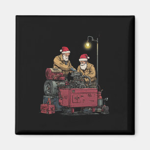 Kerstman monteur Kerst grappige werkplaats motorre Magneet