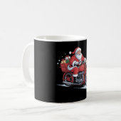 Kerstman Motorfiets Biker Kerstmis Xmas Koffiemok (Voorkant links)