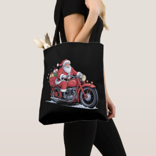 Kerstman Motorfiets Biker Kerstmis Xmas Tote Bag