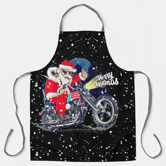 Kerstman Motorfiets Kerst Biker Schort (Voorkant)