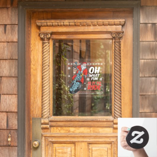 Kerstman Motorfiets Kerstman Grappige Kerstmis Raamsticker (Huis Deur)