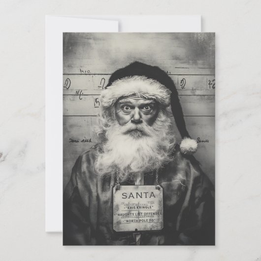 Kerstman Mugshot: Naughty List Misgelopen Kaart (Voorkant)