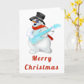 Kerstman Musical Snowman met Guitar Kaart (Gele Bloem)