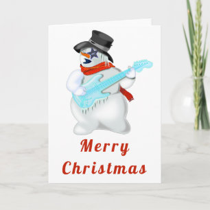Kerstman Musical Snowman met Guitar Kaart